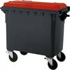 Müllcontainer aus Kunststoff DIN EN 840 Volumen 660 l BxHxT 1360 x 1235 x 765 mm anthrazit/rot. SSI Schäfer