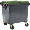 Müllcontainer aus Kunststoff DIN EN 840 Volumen 1100 l BxHxT 1370 x 1470 x 1115 mm anthrazit/grün. SSI Schäfer