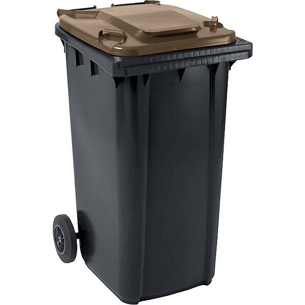 Mülltonne aus Kunststoff DIN EN 840 Volumen 240 l BxHxT 580 x 1074 x 729 mm anthrazit/braun. SSI Schäfer-0