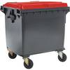 Müllcontainer aus Kunststoff DIN EN 840 Volumen 1100 l BxHxT 1370 x 1470 x 1115 mm anthrazit/rot. SSI Schäfer