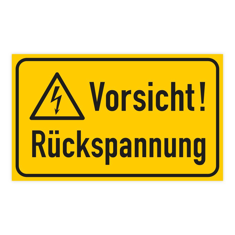 Warnschild, Vorsicht! Rückspannung, Magnetfolie, 200 x 120 mm-0