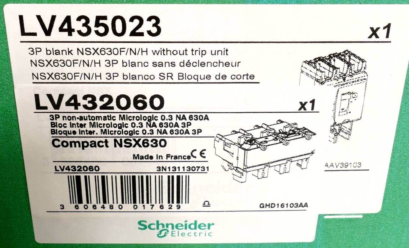 Schneider Electric NSX630F/N/H | LV435023 + Micrologic 0.3 NA 630A | LV432060-1