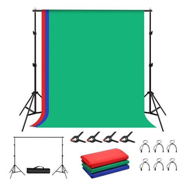Fotostudio Hintergrund Unterstützung Puluz 2x2m + Backdrops 3 Stück PKT5204