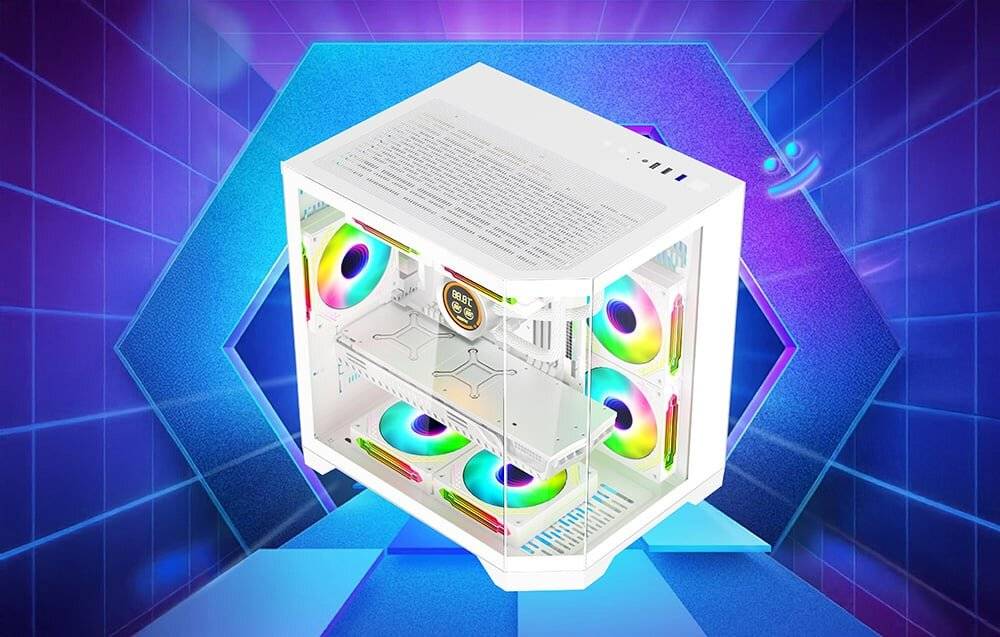 DARKFLASH - FT350 White - Darflash FT350 Computergehäuse + 5 aRGB-Lüfter (weiß)-1