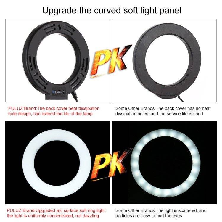 Symbolbild für Ring LED Lampe Puluz mit verstellbarem Sockel PU391