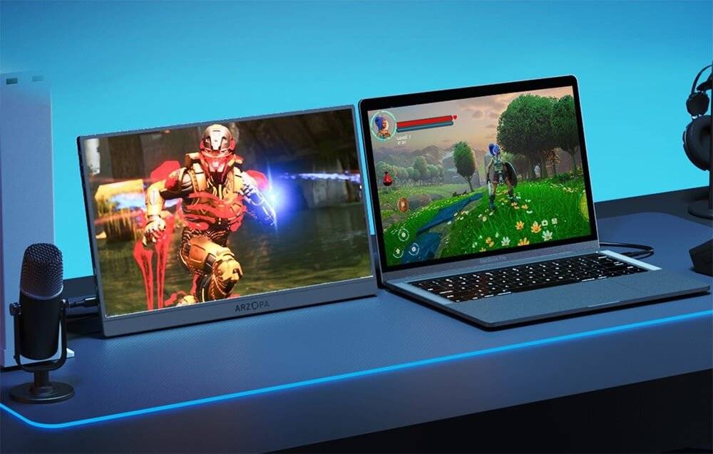 Arzopa Z1FC Tragbarer Monitor, 16.1", 144Hz, Full-HD, USB-C, Mini-HDMI, Silber-Grau-4