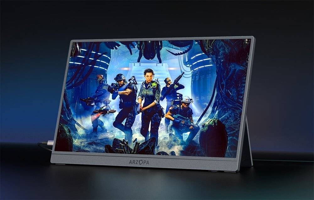 Arzopa Z1FC Tragbarer Monitor, 16.1", 144Hz, Full-HD, USB-C, Mini-HDMI, Silber-Grau-2