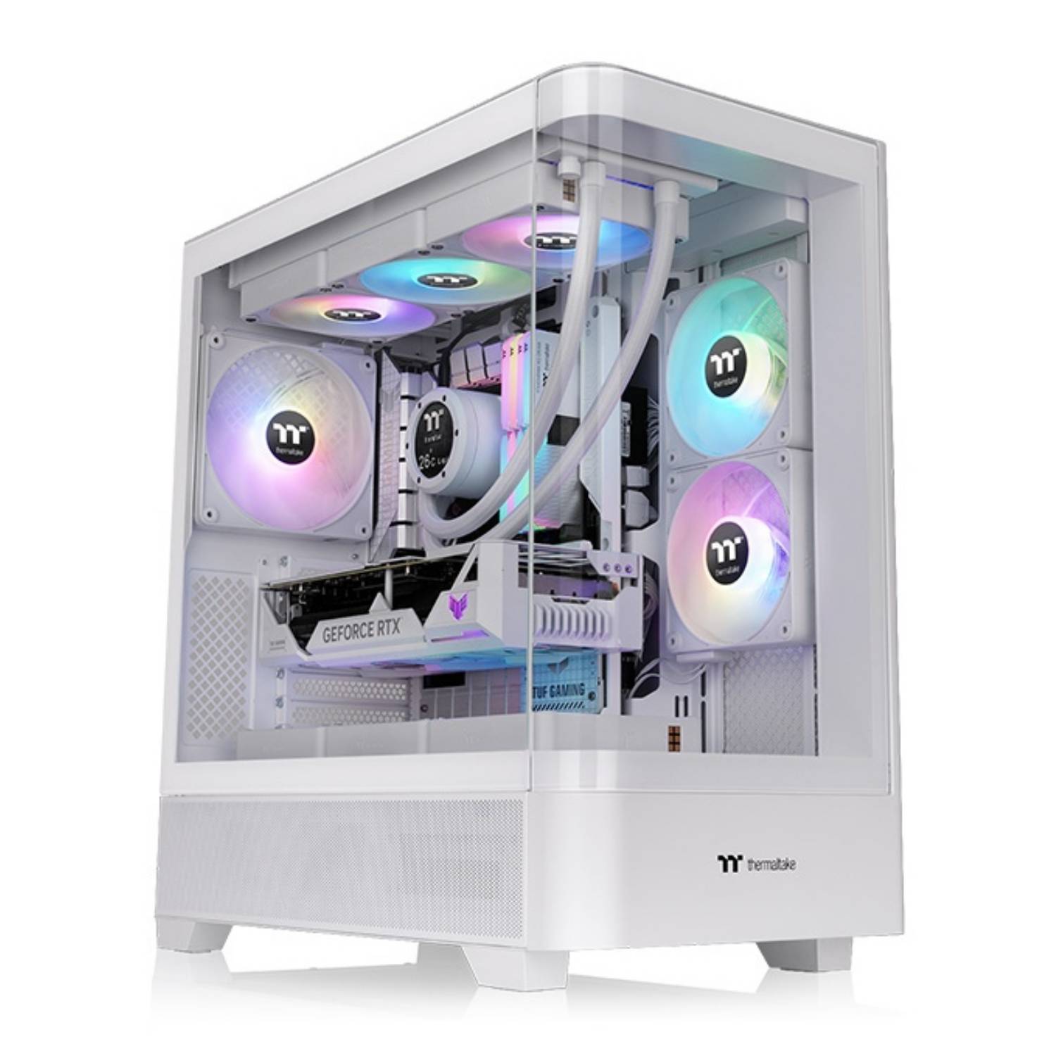 Thermaltake View 290 TG ARGB, Midi Tower, PC, Weiß, ATX, micro ATX, Mini-ITX, SPCC, Gehärtetes Glas, 18 cm-1