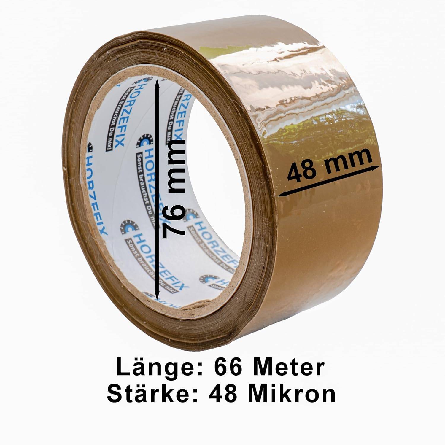 HorzeFix Paketklebeband braun, 48 mm x 66 m, 6er Pack (6, braun)-2
