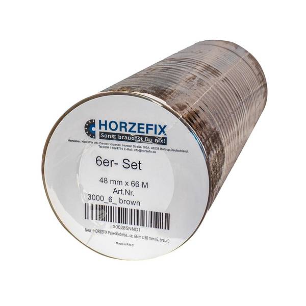 HorzeFix Paketklebeband braun, 48 mm x 66 m, 6er Pack (6, braun)
