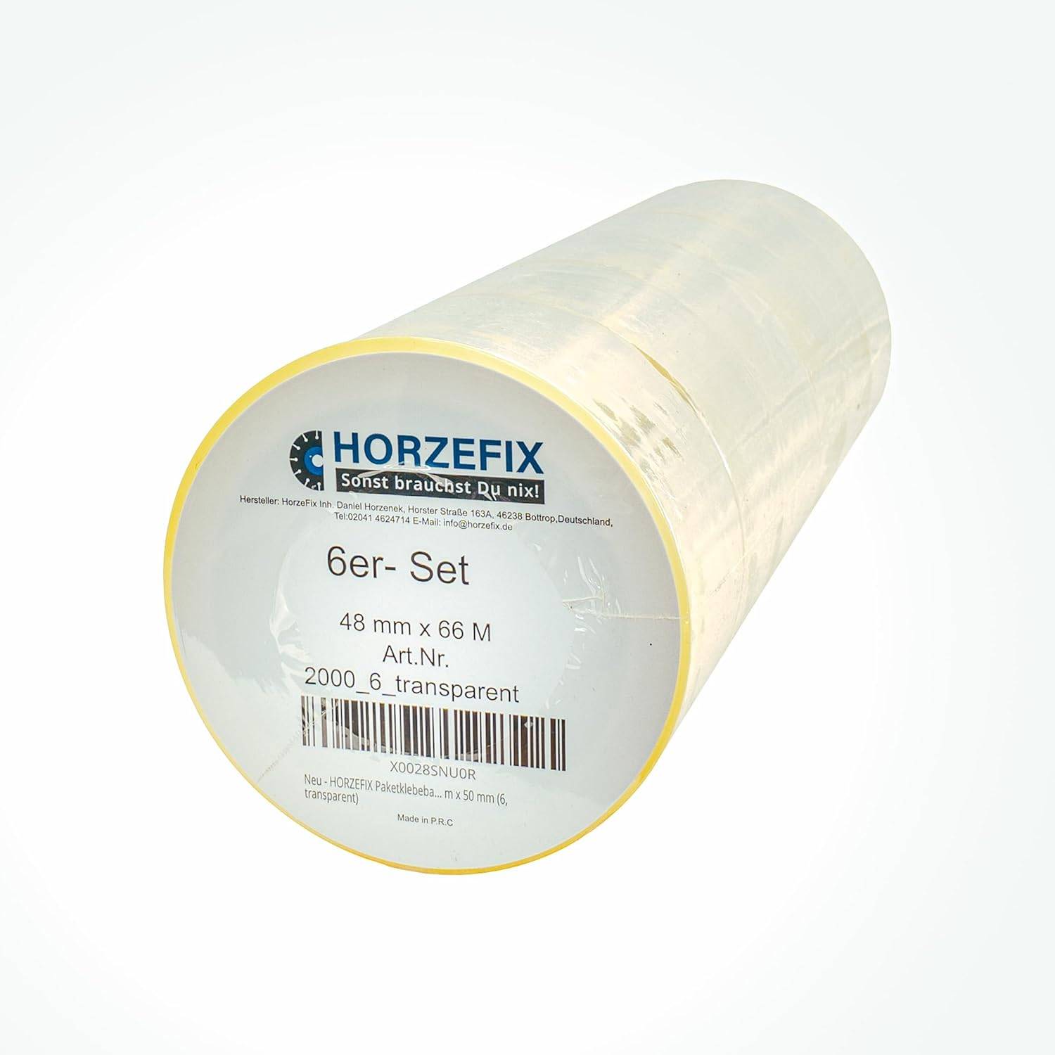 HorzeFix Paketklebeband transparent, 48 mm x 66 m, 6er Pack (6, transparent)-0
