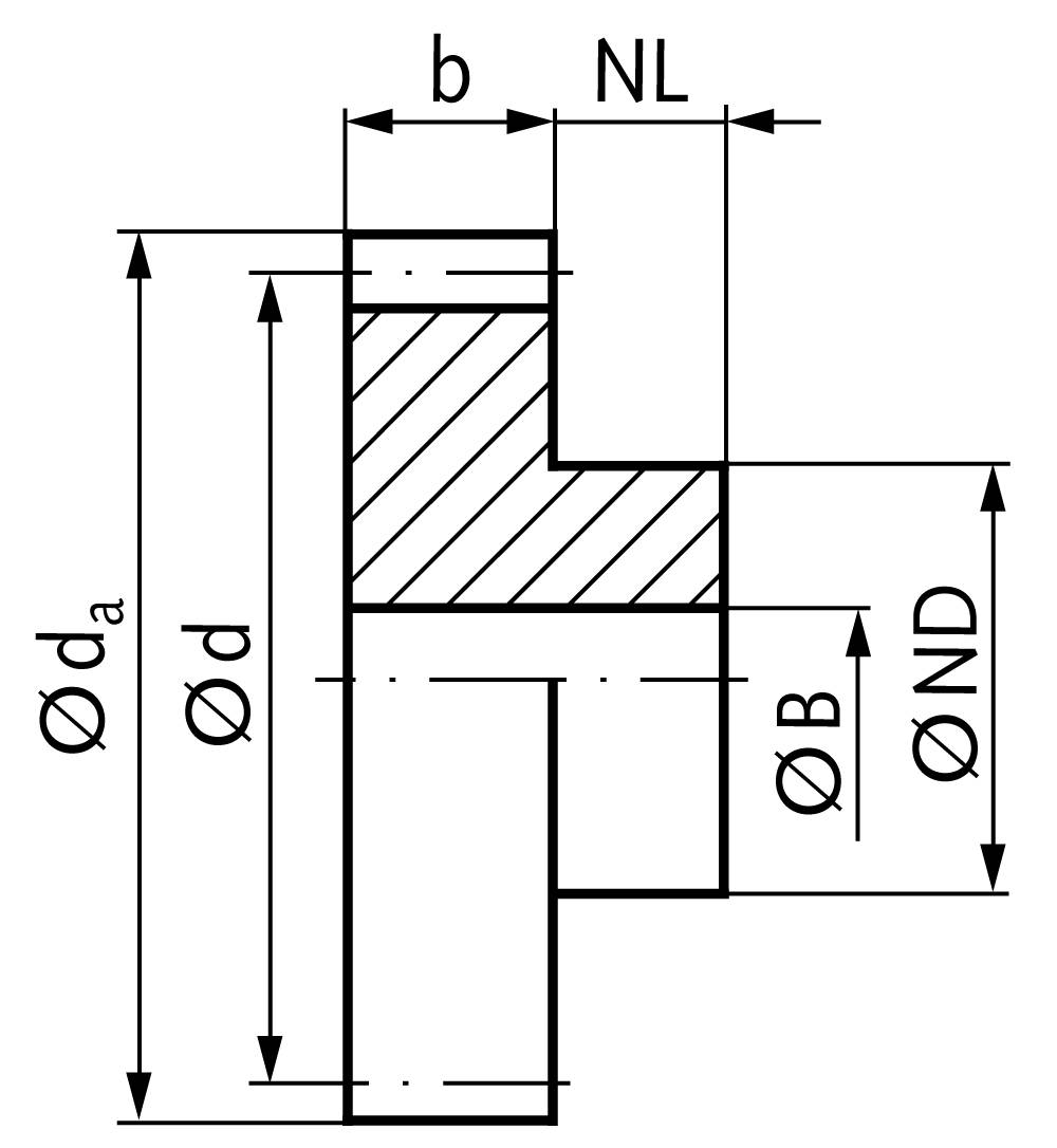 23201600 Stirnzahnrad C45 Mod. 2,5 Zz=16 Zb=20-1