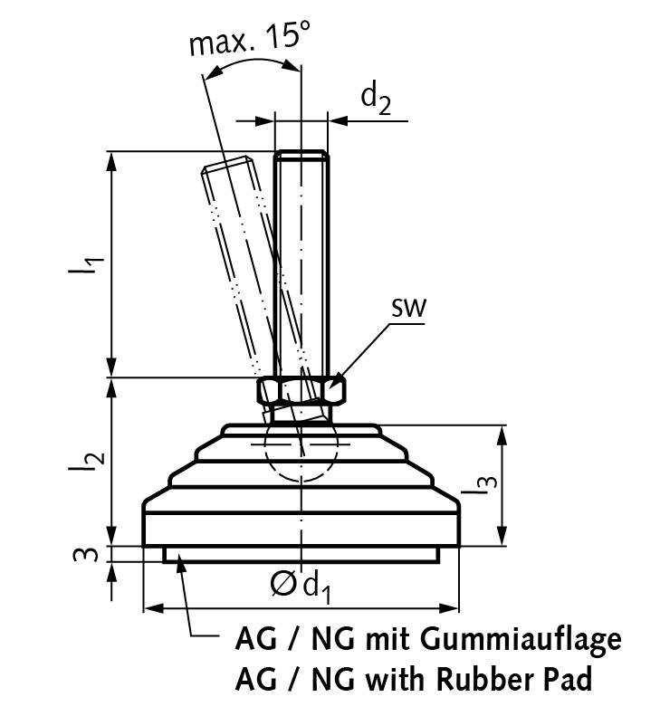 65534400 Gelenkfuß Form AG M16x68 Teller-Ø80-1