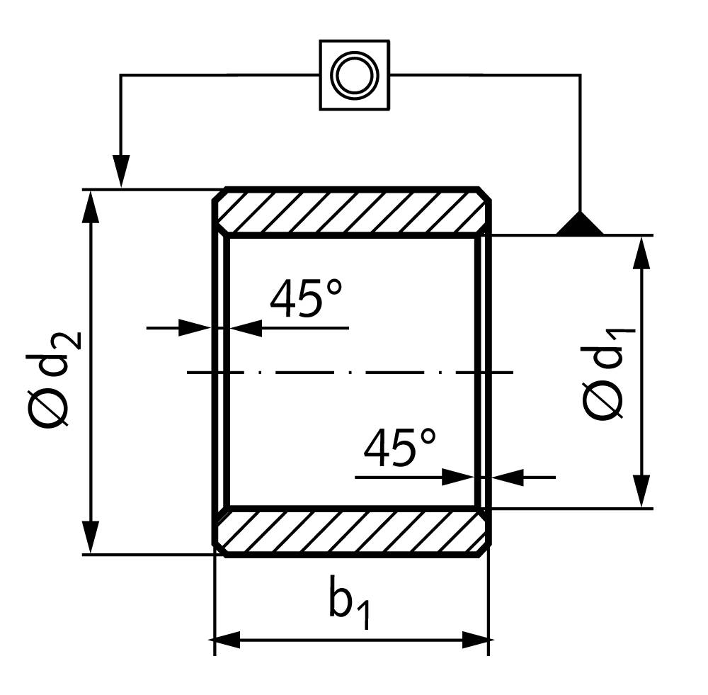 62332200 Sinterbronze-Buchse Form J 10 x14 x 16-1