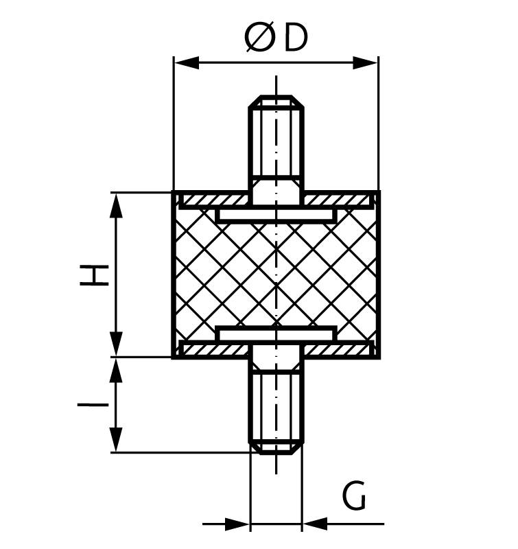 68931900 Gummipuffer MGP;RF Ø75 H= 50; M12 x 3-1