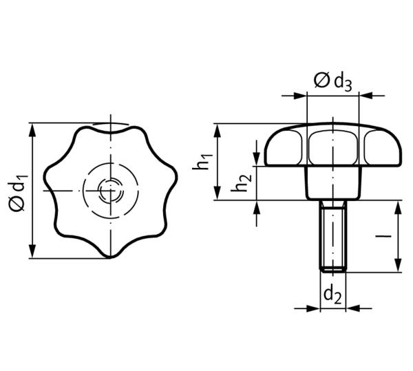 66182520 Sterngriffschraube Ausf.ST;ø25mm M5x20