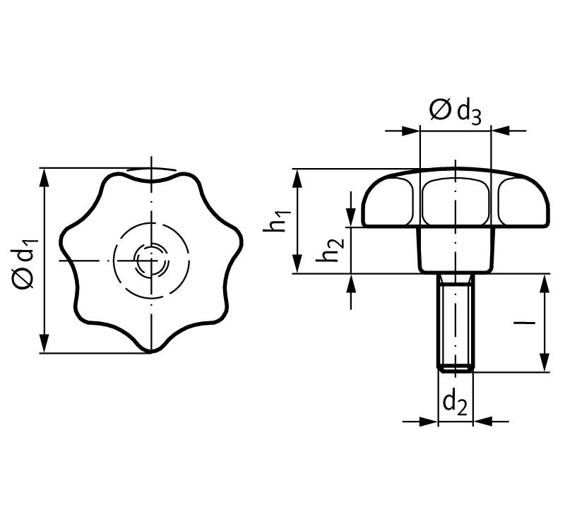 66182520 Sterngriffschraube Ausf.ST;ø25mm M5x20-0