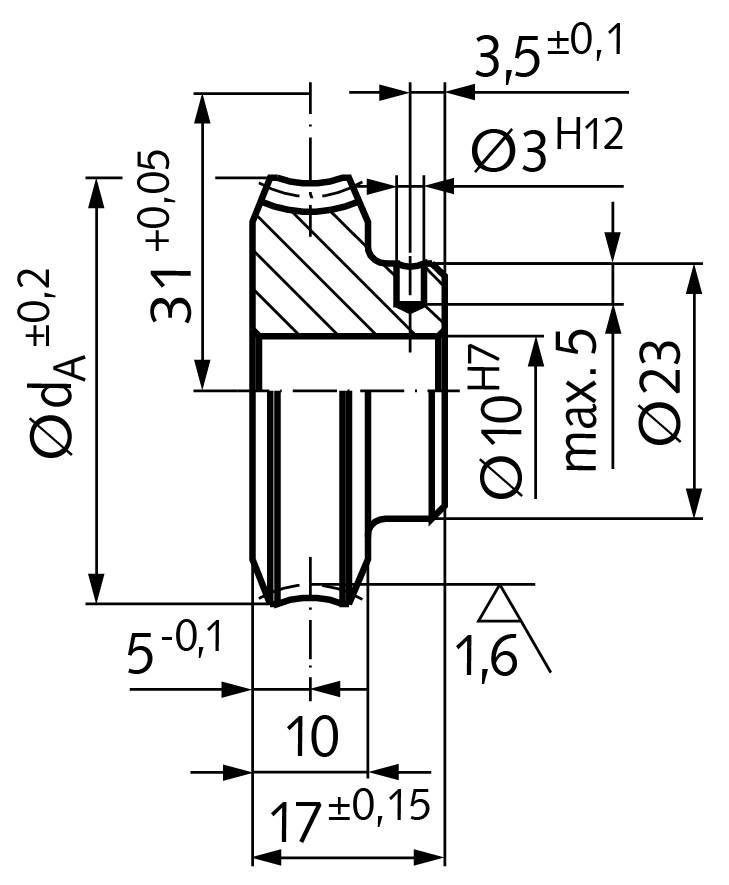 32105500 Präz.-Schneckenrad A=31 i=55 Zz=55-1