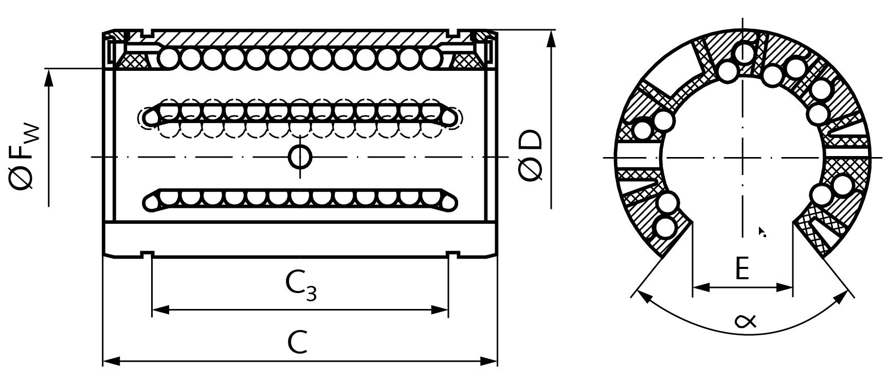 64602501 Kugelbuchse KB-3-O für Wellen-Ø 25mm-1