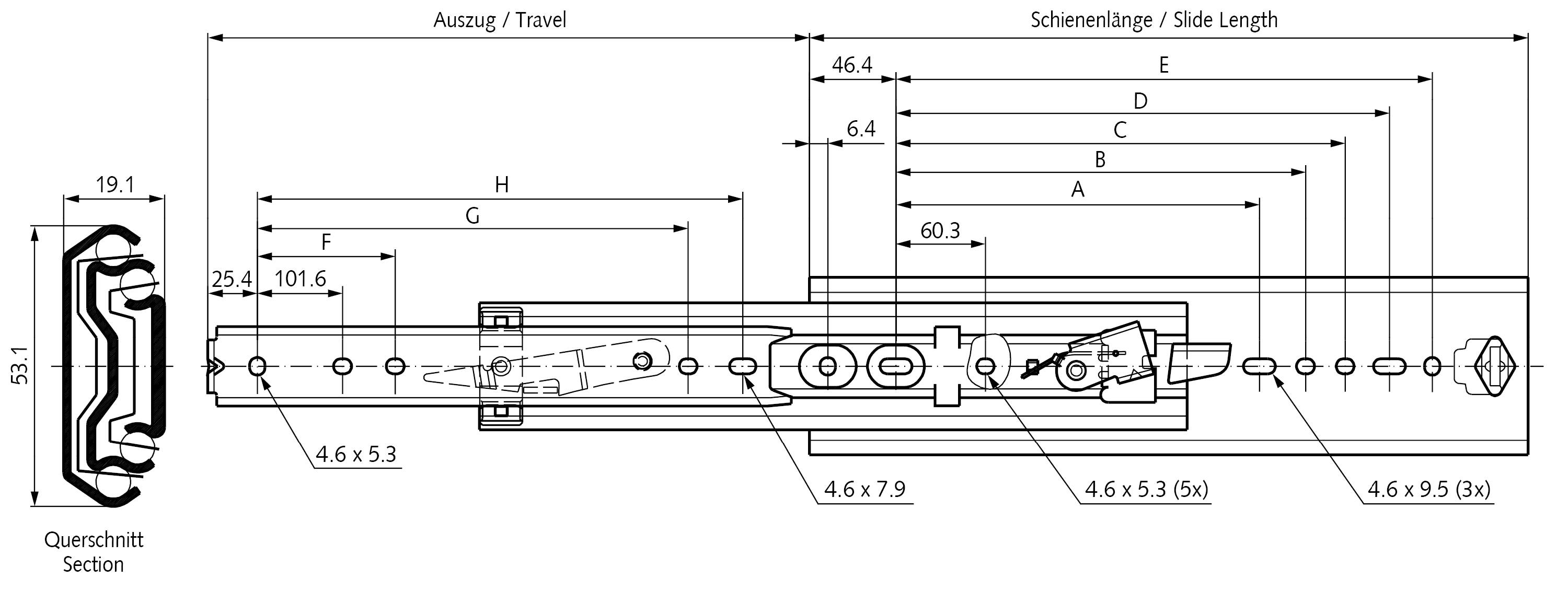 64903814 Auszugsschienensatz 3607 L=356mm-1