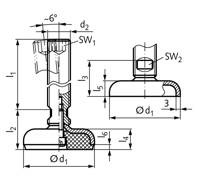 65599773 Stellfuß Form NG M20x125; Teller-Ø100-1