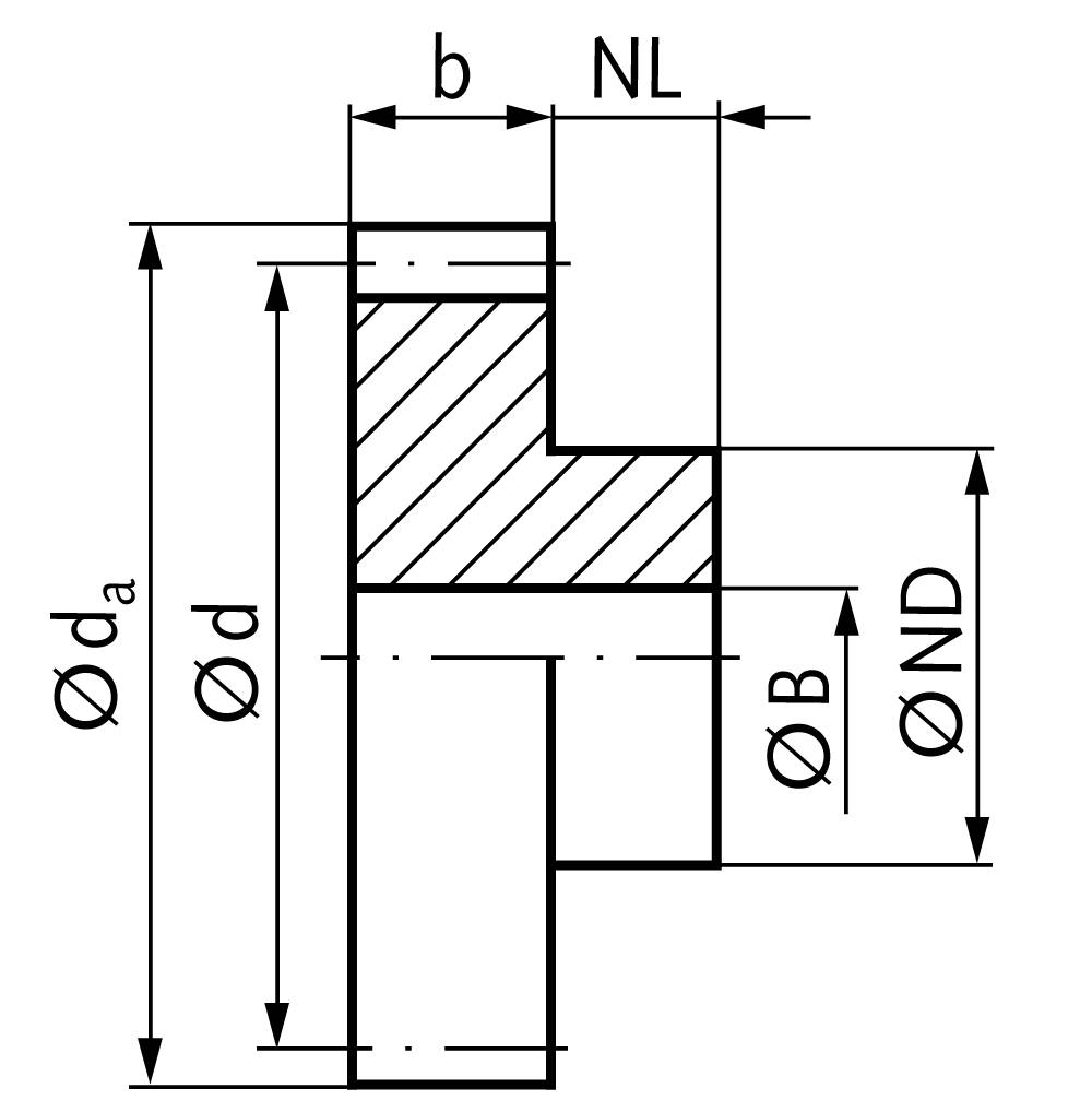 26102800 Stirnzahnrad MS58 Mod.0,5 Zz=28 Zb= 2-1