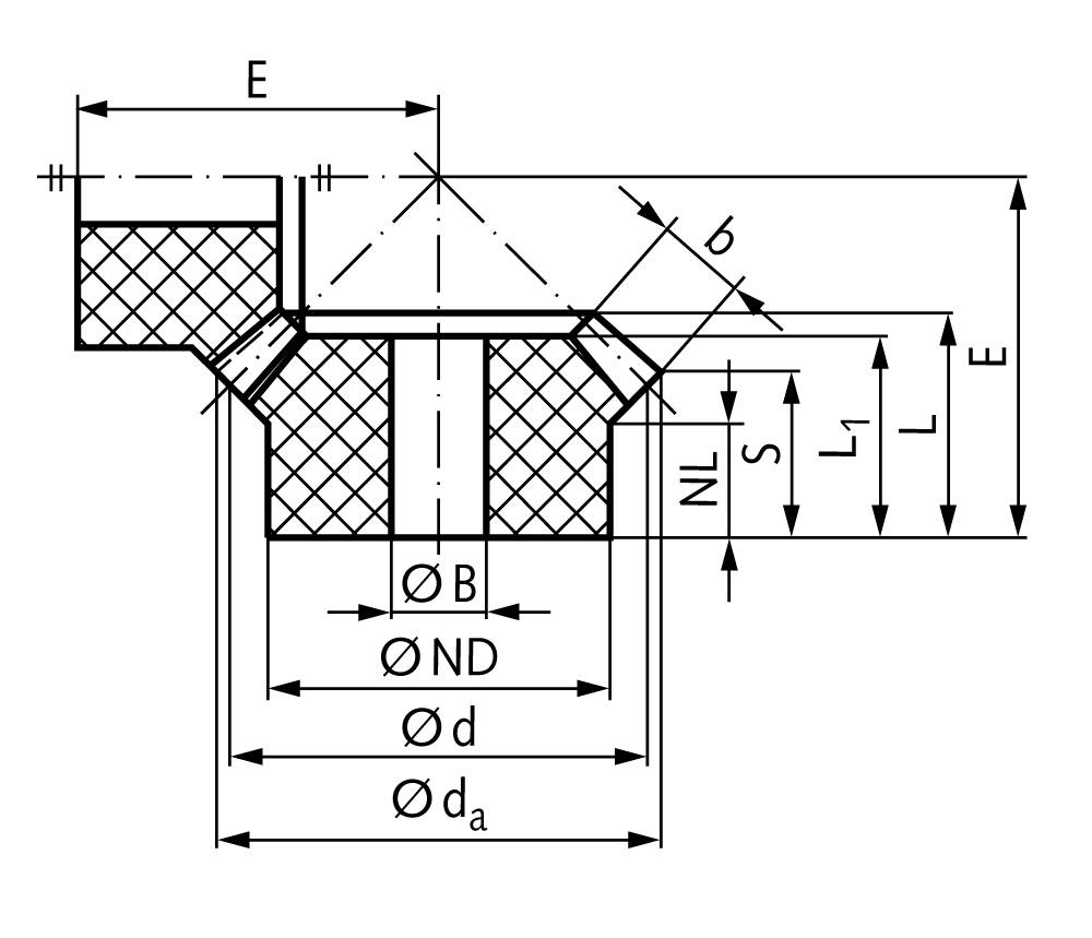 35557601 Kegelrad Polyketon Mod.1 ZZ=15 i=3:1-1