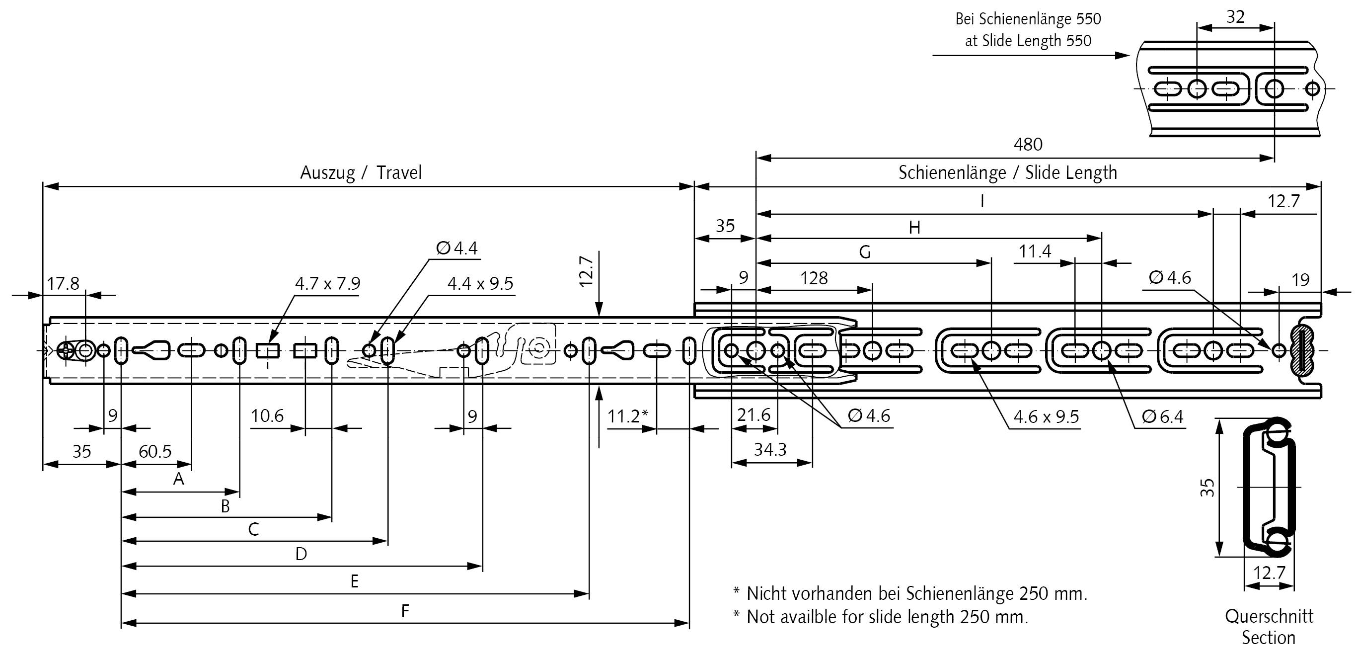 64901035 Auszugsschienensatz 2132 L=350mm; verz.-1