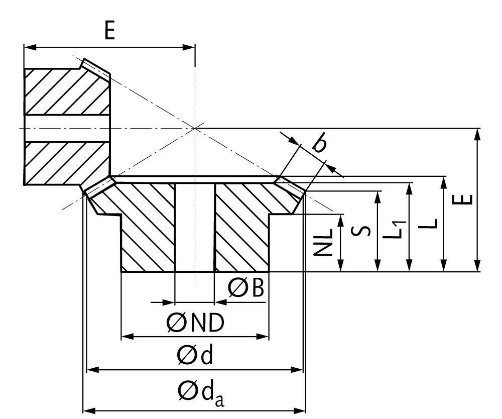 36055700 Kegelrad Stahl Mod.1,0 Zz=30 i=2:1-1