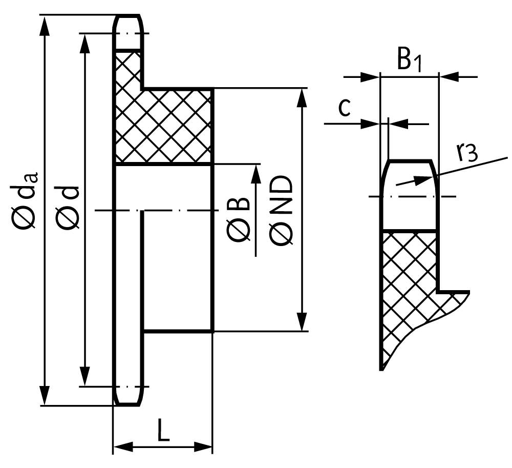 10056900 Kettenrad KRK Azetal 05B-1 19 Zähne-1