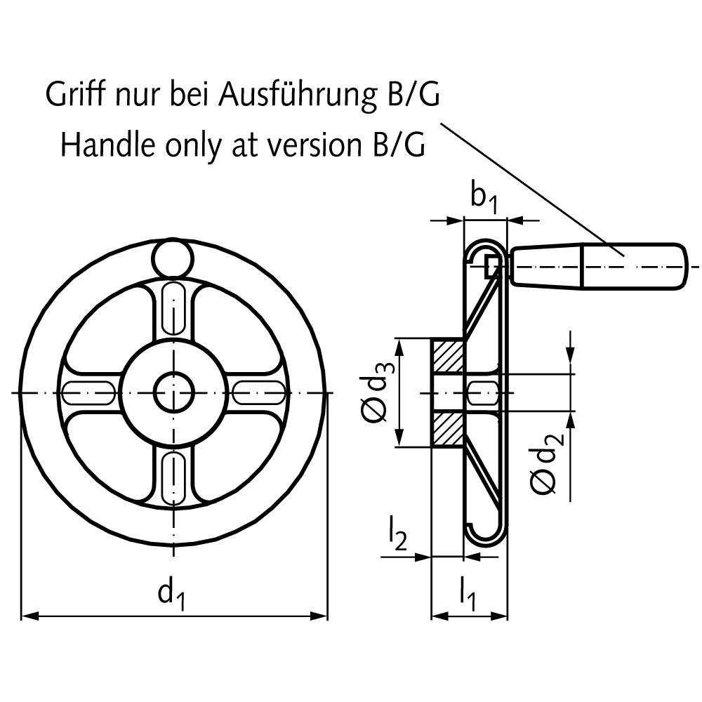 67099440 Handrad; rostfrei Ausf. B; ø400; B=24-1