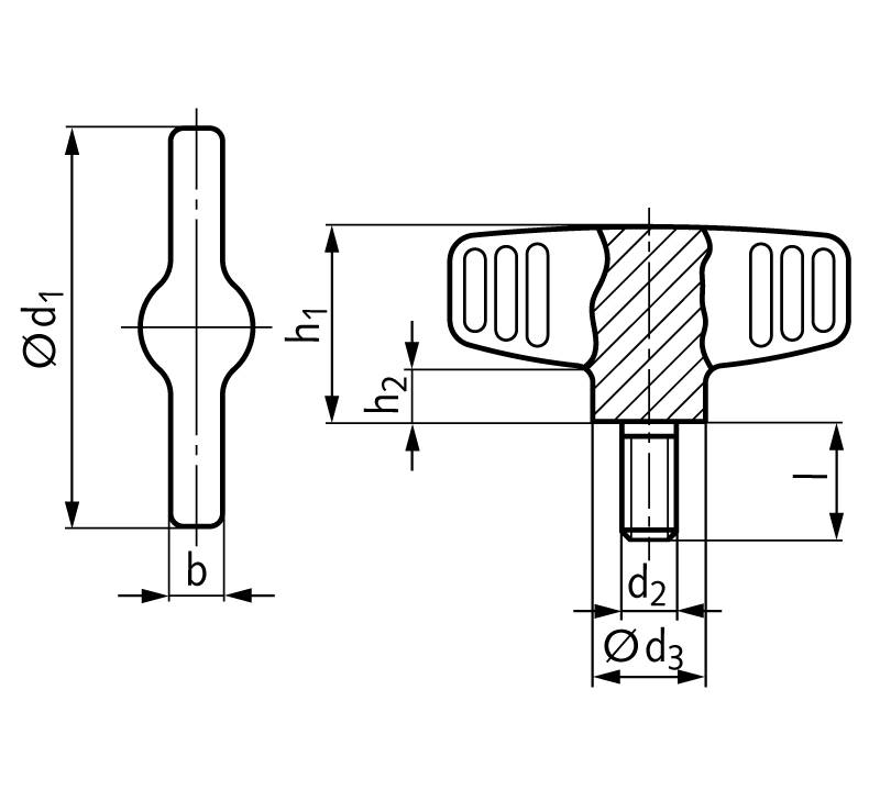 66199761 Flügelschraube; RF d1=46mm ; M6 x 16mm-1