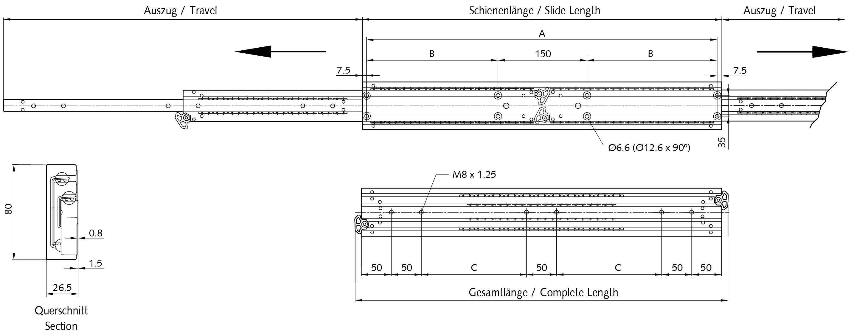 64905680 Auszugsschienensatz DA 4165 L= 800mm-1