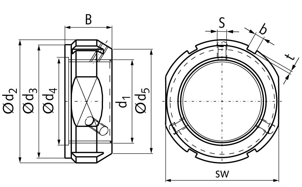 65398004 Wellenmutter KMT-R M20 x 1-1