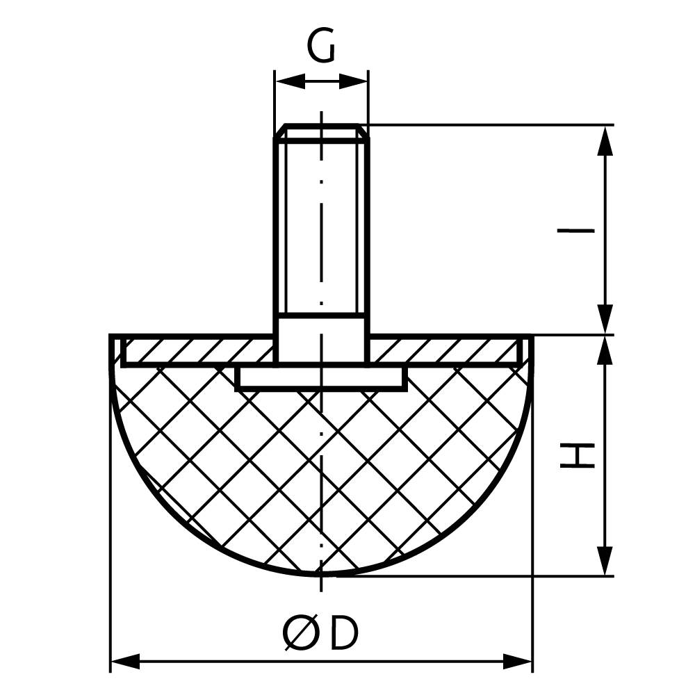 68501040 Gummipuffer KPR-A ø 40mm M8x23-1