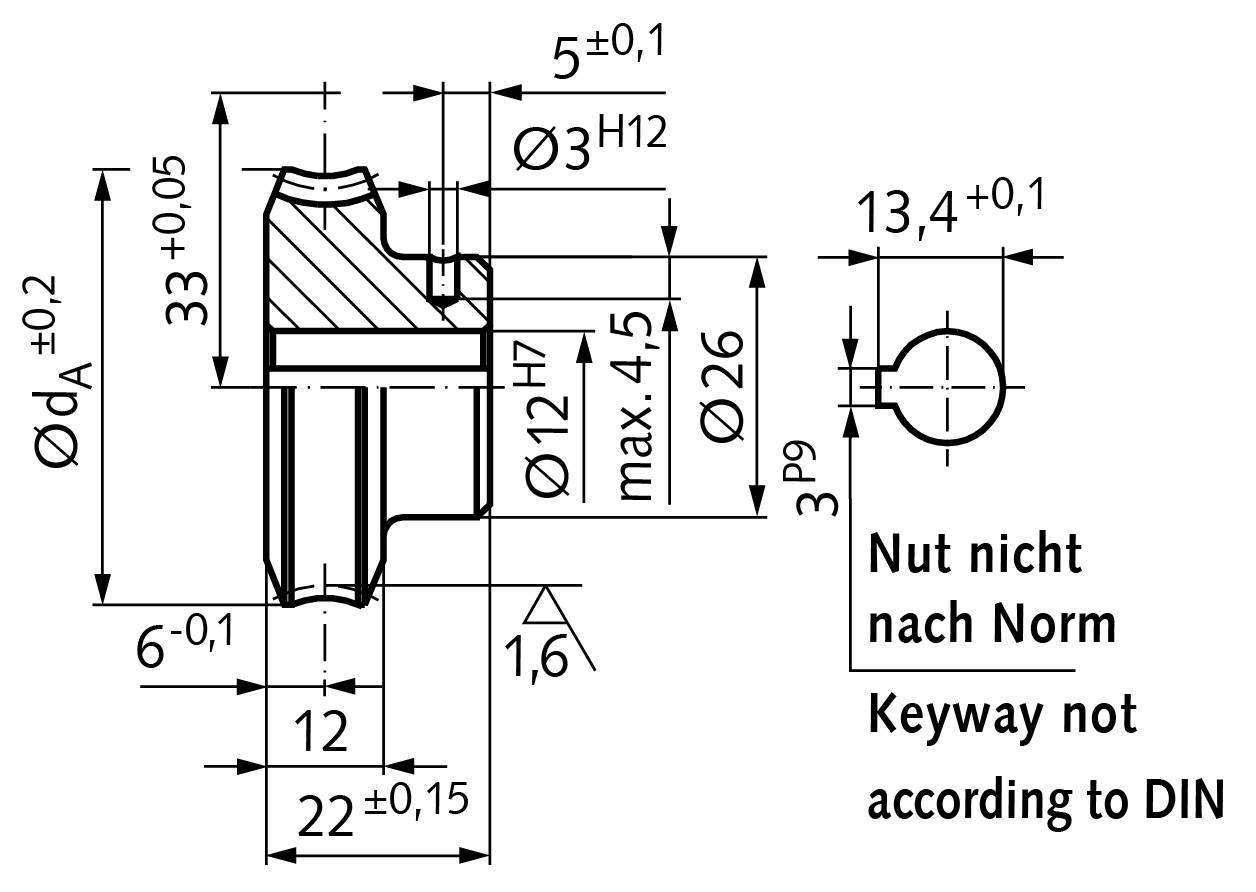 32137500 Präz.-Schneckenrad A=33 i=75 Zz=75-1