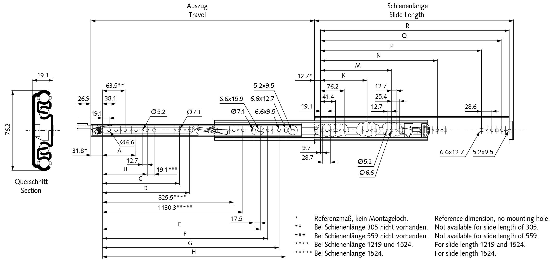 64905442 Re. Auszugsschiene 9308 L= 1066,8m-1