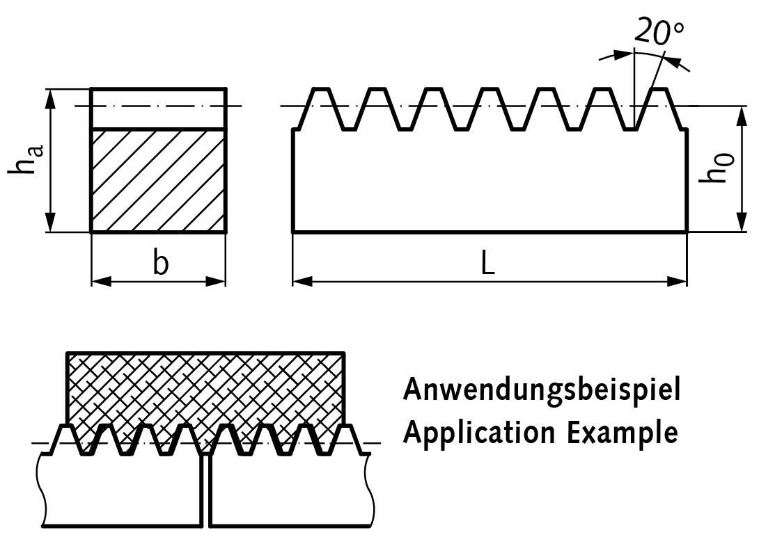 20599600 Zahnstange 1.4305 Tlg. 5mm 15x15x63-1