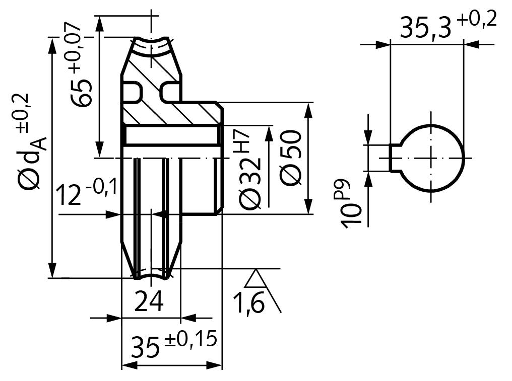 32335000 Präz.-Schneckenrad A=65 i=50 Zz=50-1