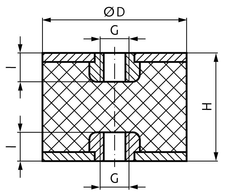 68542000 Gummipuffer MGI Ø 20x25; M6x6-1
