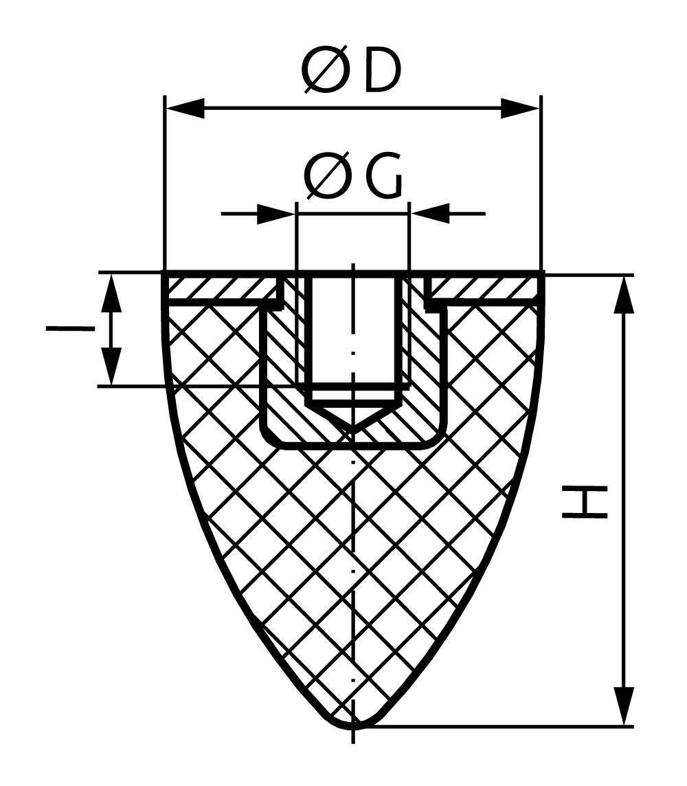 68503101 Gummipuffer KP-I ø20x24; M6x6-1