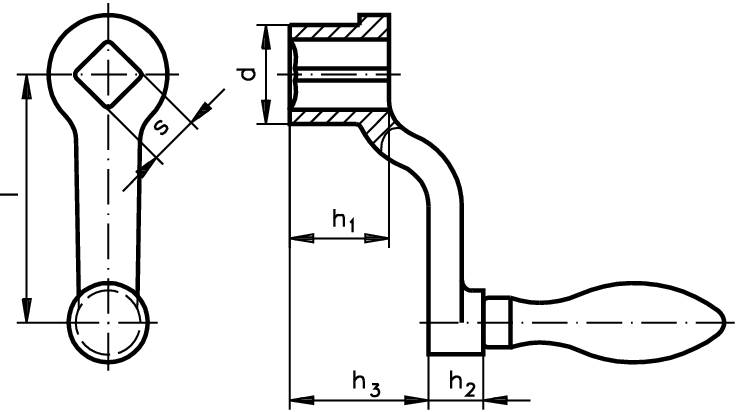 66802500 Handkurbel 468; Tg Form F; L=250mm-1