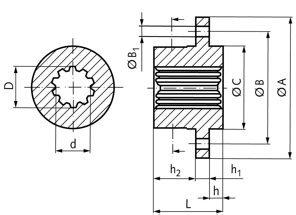 64823810 Anbaunabe DIN 5480 38 x 1,25 x 29/96-1