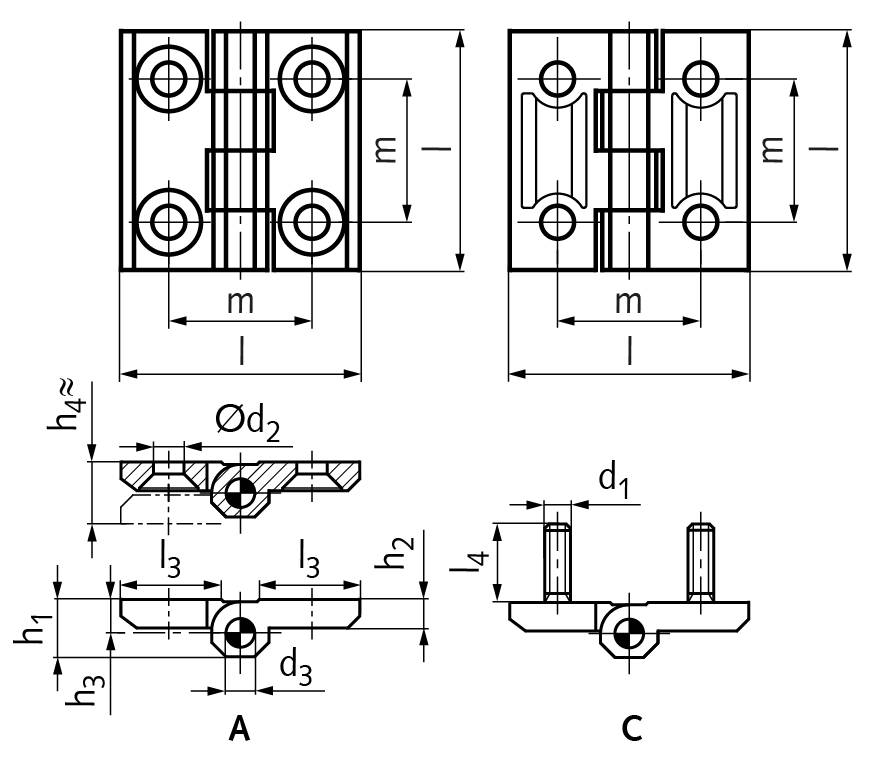 67700305 Scharnier M237; ZD Form C, 40x40mm-1