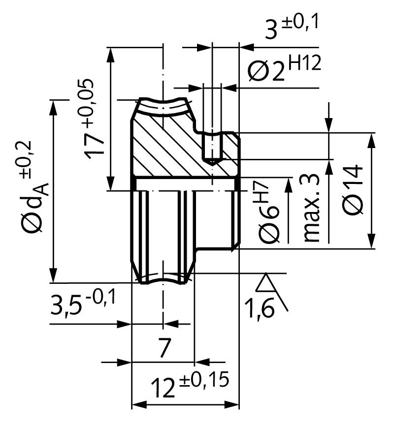 32000700 Präz.-Schneckenrad A=17 i=7 Zz=21-1