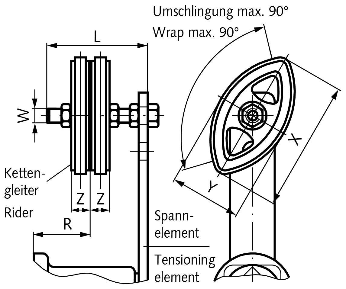 14086005 Kettengleitersatz 08 B-2 1/2"x5/16"-1