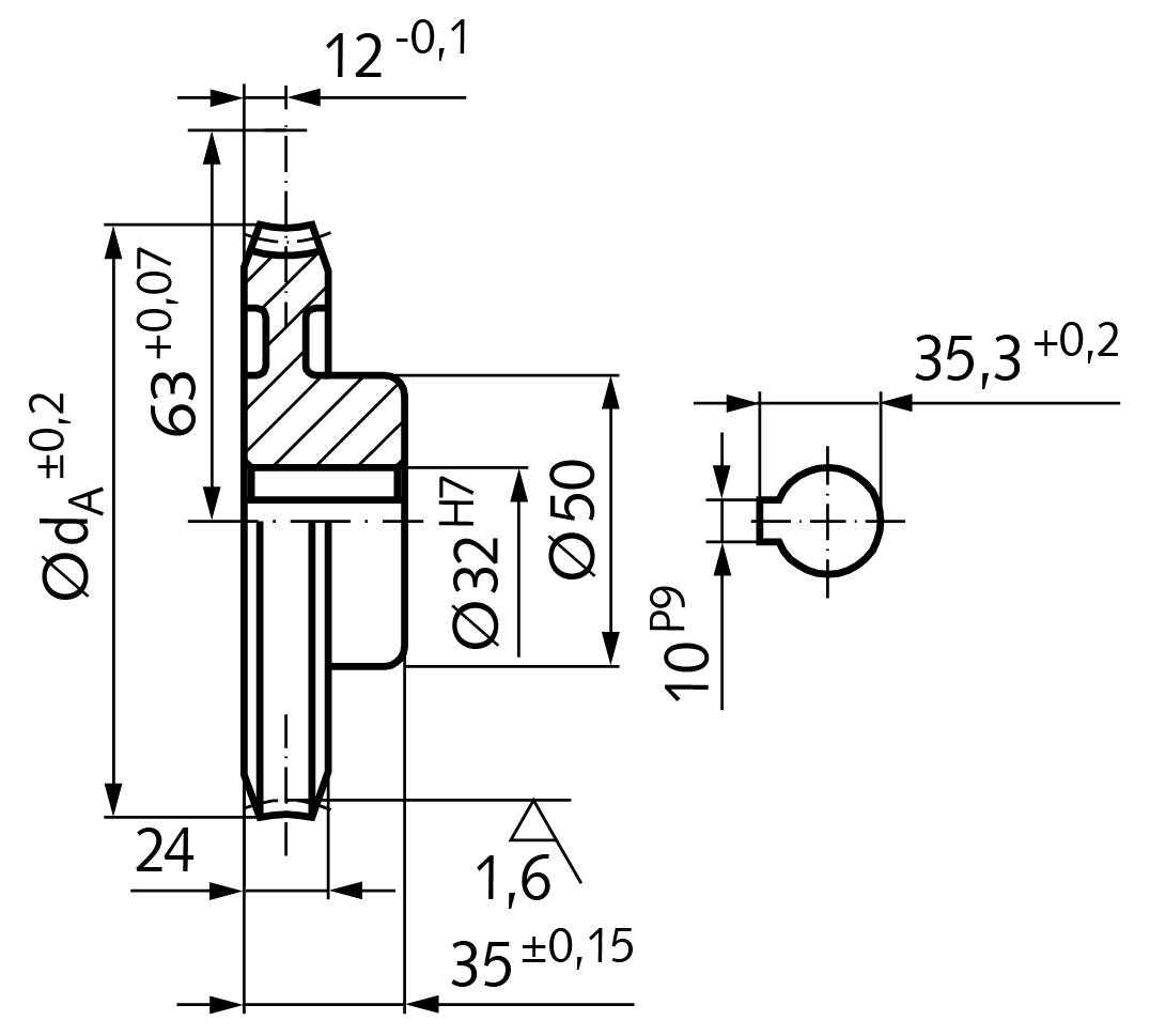 33033400 Präz.-Schneckenrad A=63 i=1:34-1