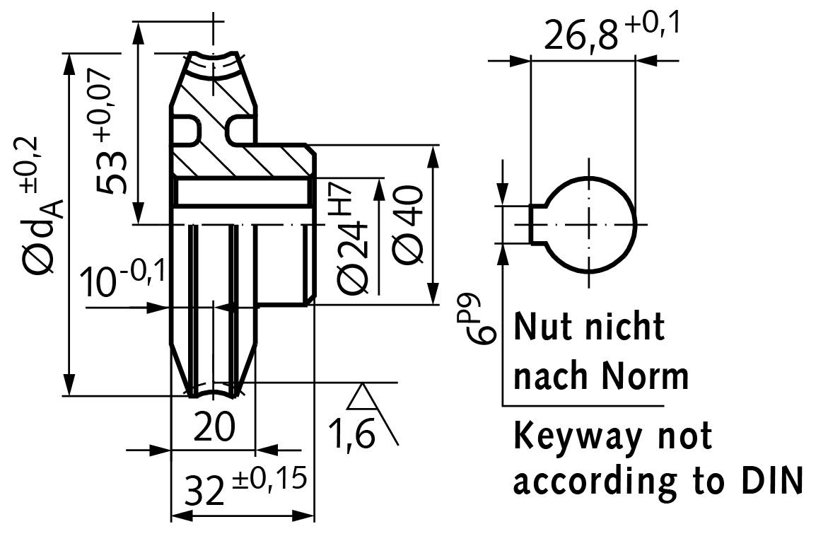 32307500 Präz.-Schneckenrad A=53 i=75 Zz=75-1