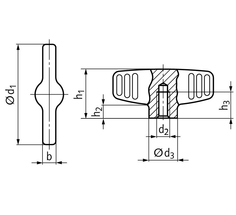 66199751 Flügelmutter; RF d1=57mm ; M8-1