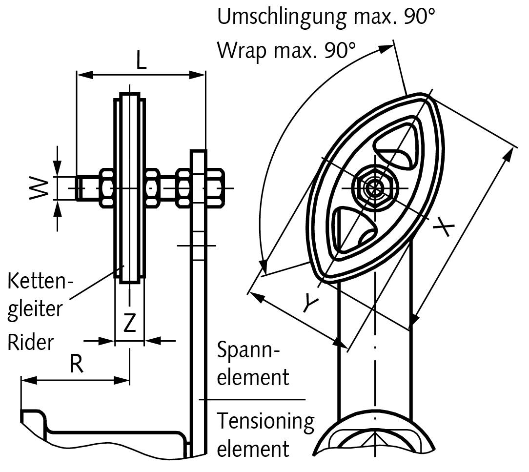 14085600 Kettengleitersatz 10 B-1 5/8"x3/8"-1